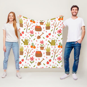 Niedliche Gartenwerkzeuge und Pflanze Nahtloses Mu Fleecedecke