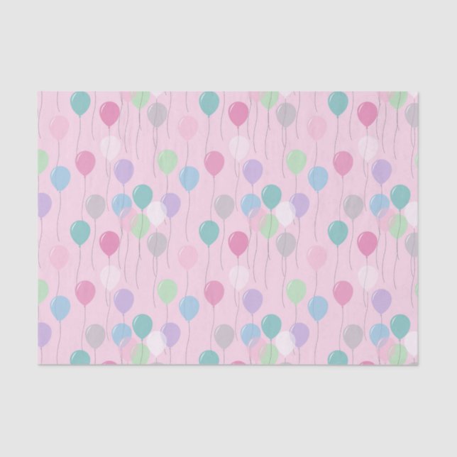 Niedliche Geburtstag Balloons Muster auf rosa Hint Seidenpapier (Vorderseite)