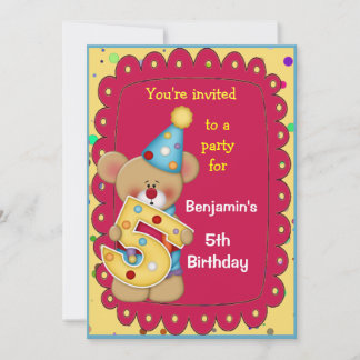 Niedliche Geburtstag Bärenalter 5 Einladung