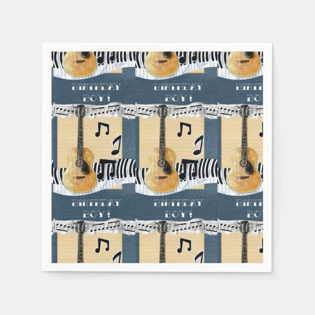 Niedliche Geburtstag Boy Music Gitarre Paper Napki Serviette (Vorderseite)