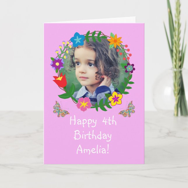 Niedliche Geburtstag Card Kinder Mädchen Schmetter Karte (Vorderseite)