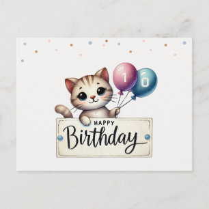 Niedliche Geburtstag Card mit Happy Cat und Balloo Postkarte
