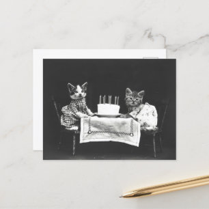 NIEDLICHE GEBURTSTAG CAT VINTAG POSTCARD FEIERTAGSPOSTKARTE