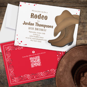 Niedliche Geburtstag Cowboy Rodeo QR Code Social M Einladung