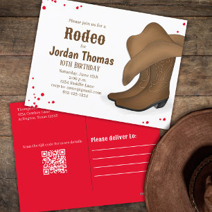 Niedliche Geburtstag Cowboy Rodeo Red Bandana QR-C Postkarte