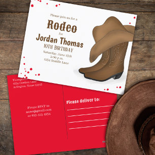Niedliche Geburtstag Cowboy Rodeo Simple Red Banda Postkarte