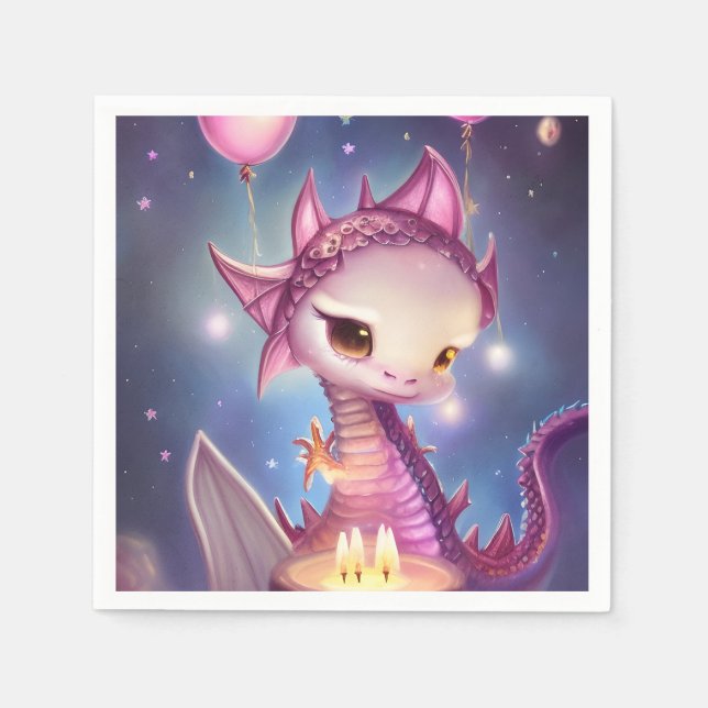 Niedliche Geburtstag Dargon Serviette (Vorderseite)