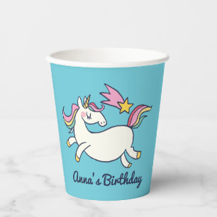 Niedliche Geburtstag Doodle Rainbow Einhorn und St Pappbecher