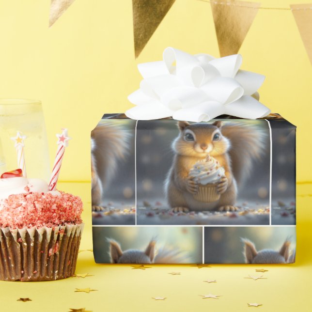 Niedliche Geburtstag-Eichhörnchen Geschenkpapier (Geburtstagsparty)