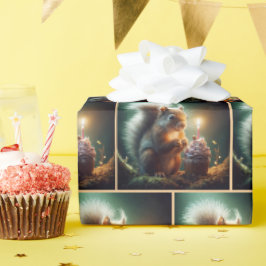 Niedliche Geburtstag-Eichhörnchen Geschenkpapier