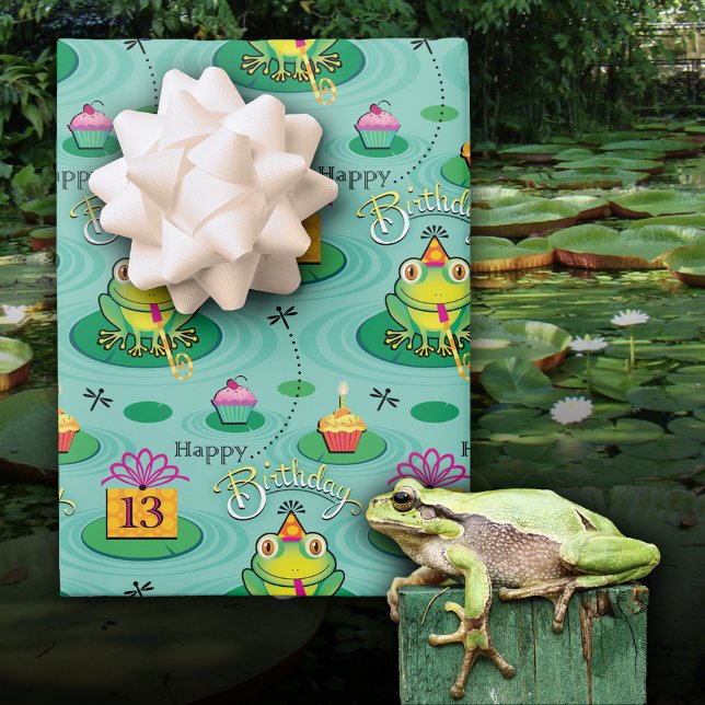 niedliche Geburtstag Frog Geschenkpapier Set (Von Creator hochgeladen)