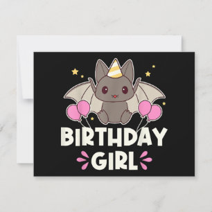 Niedliche Geburtstag Girl Bat Graphic Einladung