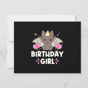 Niedliche Geburtstag Girl Bat Graphic RSVP Karte