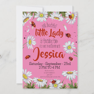 Niedliche Geburtstag Girl Ladybug Einladung