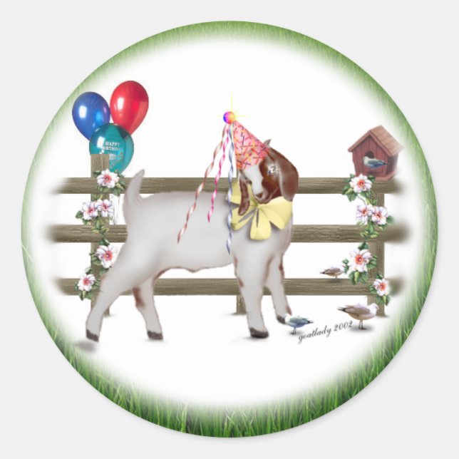 Niedliche Geburtstag Goat Runder Aufkleber (Vorderseite)