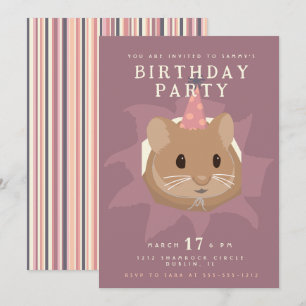 Niedliche Geburtstag Hamster in gedämpften Tönen Einladung