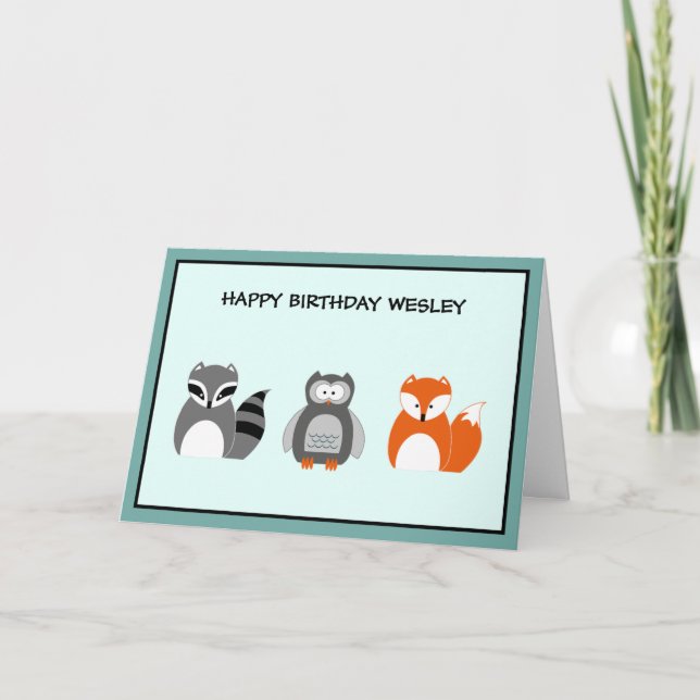 Niedliche Geburtstag-Karte für Waldtiere Karte (Vorderseite)