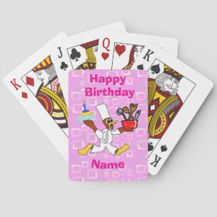 Niedliche Geburtstag Koch Ducky Kazoo Pink Geometr Spielkarten