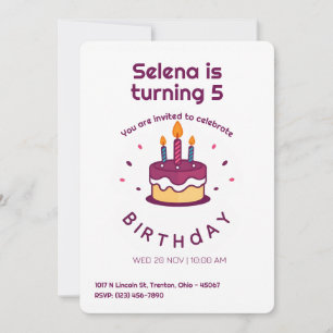 Niedliche Geburtstag Kuchen mit Kerzen Einladung