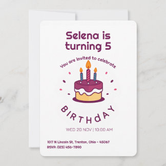 Niedliche Geburtstag Kuchen mit Kerzen Einladung