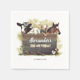 Niedliche Geburtstag landwirtschaftlicher Nutztier Serviette