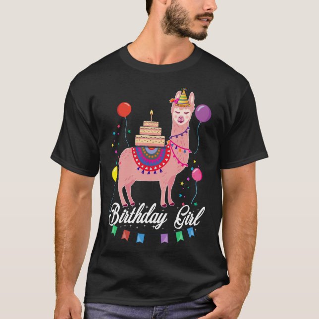 Niedliche Geburtstag Llama Girl Alpaca T-Shirt (Vorderseite)