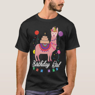 Niedliche Geburtstag Llama Girl Alpaca T-Shirt