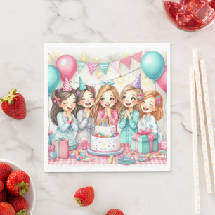 Niedliche Geburtstag Pajama Party Paper Napkin Serviette