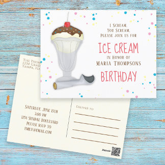 Niedliche Geburtstag Party Eiscreme Einladung Postkarte