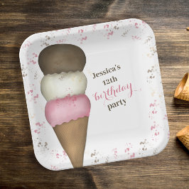 Niedliche Geburtstag Party Eiscreme Pappteller