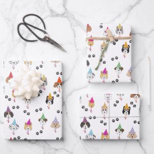 Niedliche Geburtstag Party Hunde Muster Geschenkpapier Set
