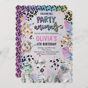 Niedliche Geburtstag Party Tiere Einladung