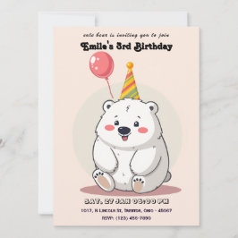 Niedliche Geburtstag Polar Bär mit Party Hat Einladung