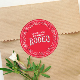 Niedliche Geburtstag Simple Rodeo Typografy Red Ba Runder Aufkleber