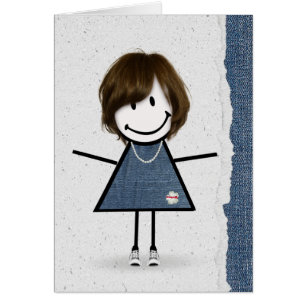 Niedliche Geburtstag Strichfigur-Mädchen mit Sneak