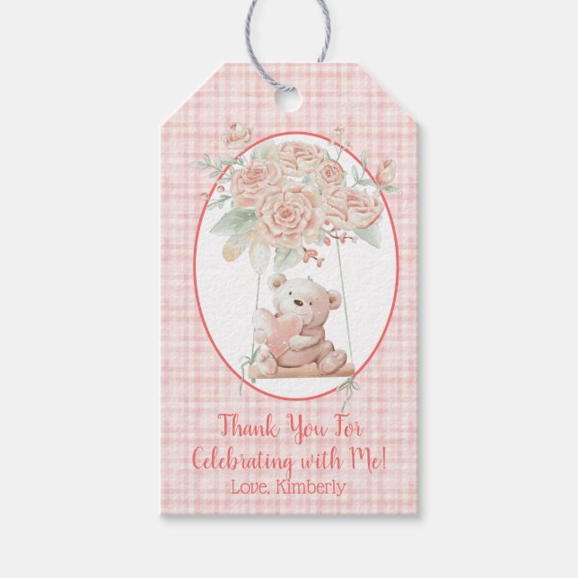 Niedliche Geburtstag Teddy Bar Geschenkanhänger (Vorderseite)