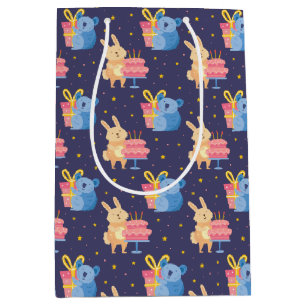 Niedliche Geburtstag Tiere Mittlere Geschenktasche Geschenktüte