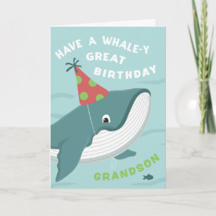 Niedliche Geburtstag Whale im Party Hut für Grands Karte