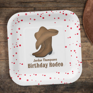 Niedliche Geburtstag Whimsical Cowboy Rodeo Simple Pappteller