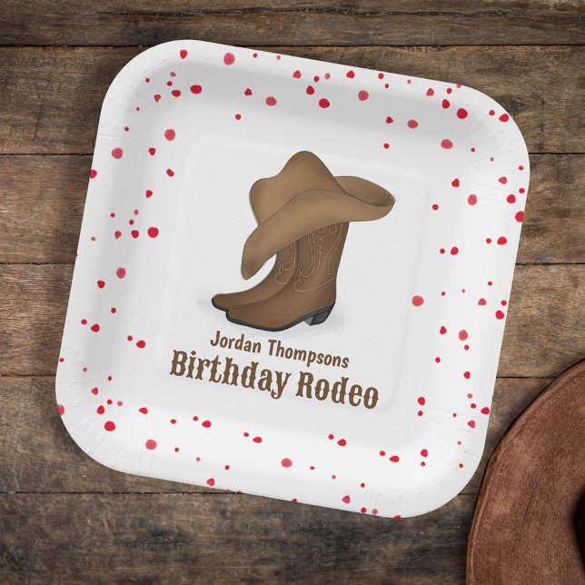 Niedliche Geburtstag Whimsical Cowboy Rodeo Simple Pappteller (Von Creator hochgeladen)