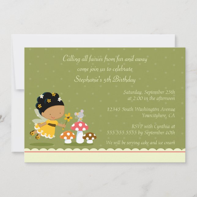 niedliche Geburtstagsfeier der Märchen Einladung (Vorderseite)