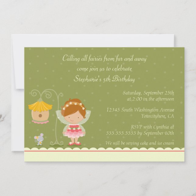 niedliche Geburtstagsfeier der Märchen Einladung (Vorderseite)