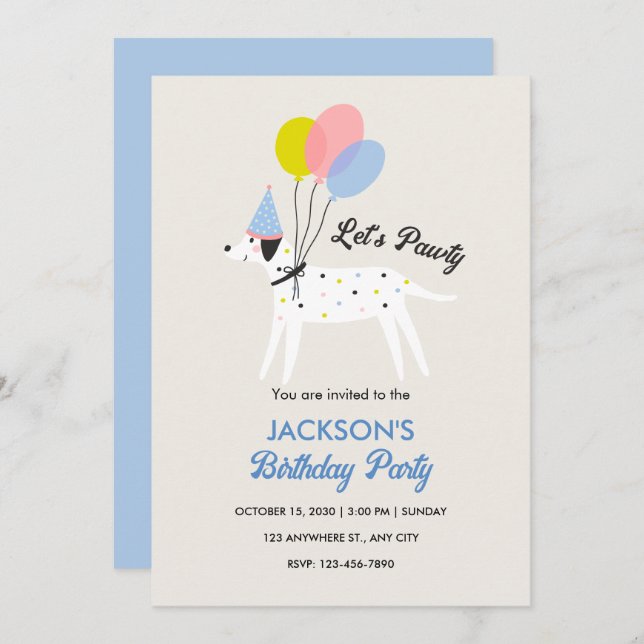 Niedliche Geburtstagsfeier für Haustiere Einladung (Vorne/Hinten)