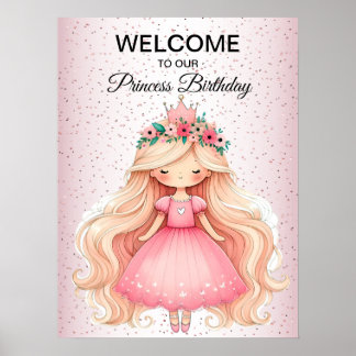 Niedliche Geburtstagspartei von Watercolor Pink Pr Poster