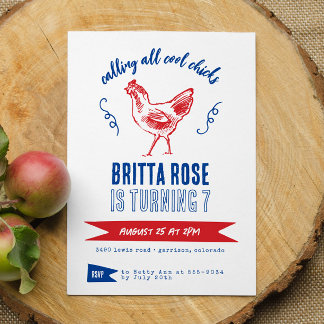 Niedliche Geburtstagsparty der modernen Farm Girl Einladung