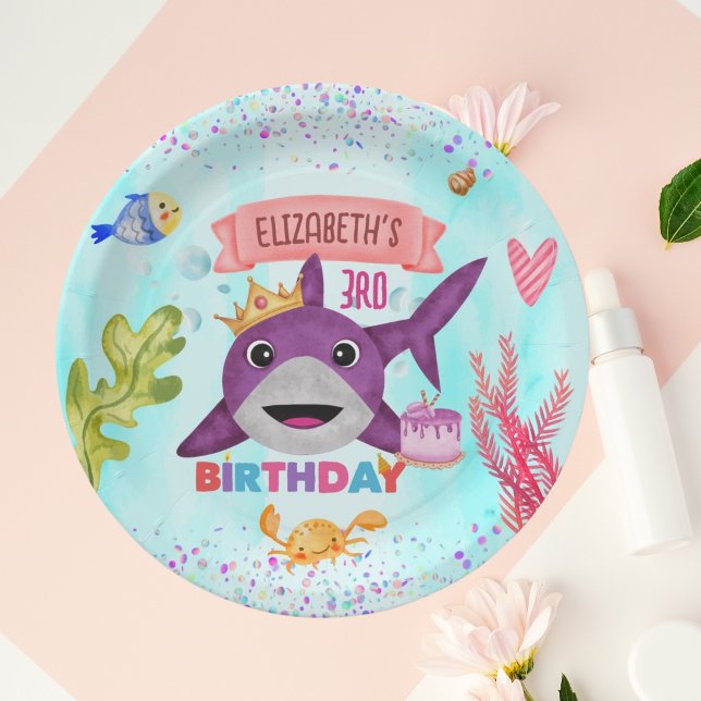 Niedliche Geburtstagsparty für Haie Pappteller (Von Creator hochgeladen)