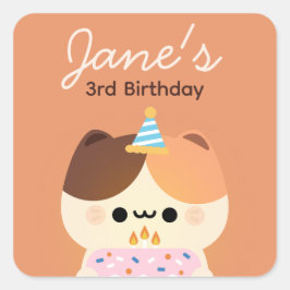 Niedliche Geburtstagsparty Quadratischer Aufkleber