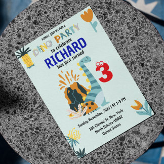 Niedliche Geburtstagsparty von Dino Themed Kid Einladung