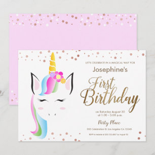Niedliche Geburtstagsparty von Unicorn Baby Girl Einladung