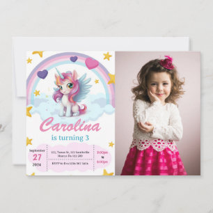 Niedliche Geburtstagsparty von Unicorn Einladung